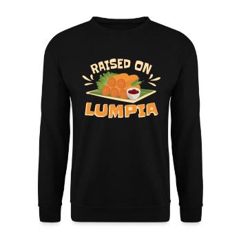 Aufgewachsen auf Lumpia Philippinen - Unisex Pullover - Schwarz - Vorne - Alina (178cm) & Michal (187cm)
