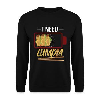 Ich brauche Lumpia Philippinen - Unisex Pullover - Schwarz - Vorne - Alina (178cm) & Michal (187cm)