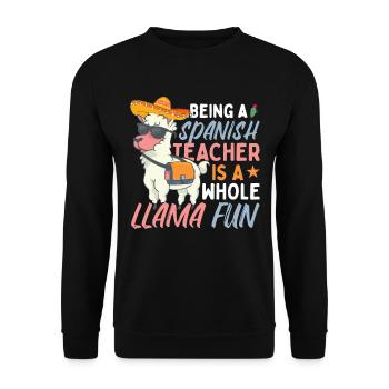 Funny Spanish Teacher Llama - Unisex Sweatshirt - black - Front - Alina (178cm) & Michal (187cm)