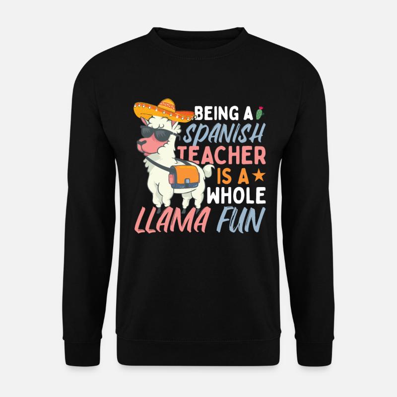 Funny Spanish Teacher Llama - Unisex Sweatshirt - black