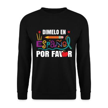 Funny School Spanish Teacher - Unisex Sweatshirt - black - Front - Alina (178cm) & Michal (187cm)