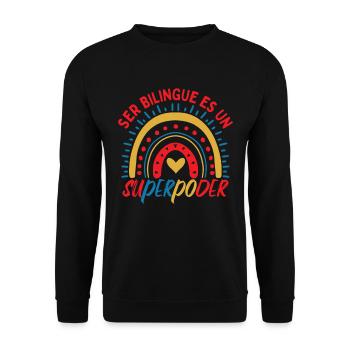 Spanischlehrer Zurück in die Schule - Unisex Pullover - Schwarz - Vorne - Alina (178cm) & Michal (187cm)