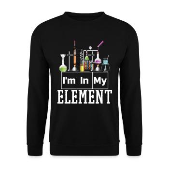 Je suis dans mon élément Chimie Science - Sweat-shirt Unisexe - noir - Devant - Alina (178cm) & Michal (187cm)