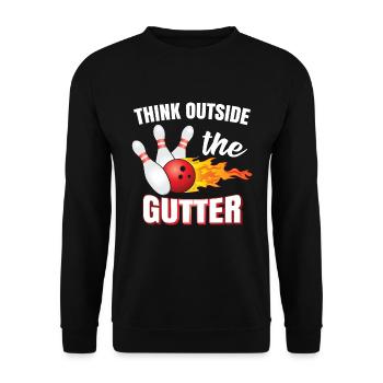 Think Outside The Gutter | Bowling | Bowler - Unisex Sweatshirt - black - Front - Alina (178cm) & Michal (187cm)
