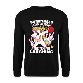 Funny Unicorn Bowling - Unisex Sweatshirt - black - Front - Alina (178cm) & Michal (187cm)