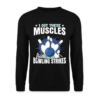 J’ai obtenu ces muscles sous forme de frappes de bowling - Sweat-shirt Unisexe - noir - Devant - Alina (178cm) & Michal (187cm)