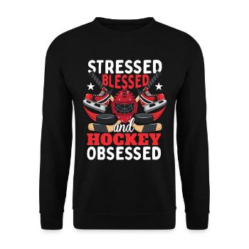 Stressé béni et obsédé par le hockey - Sweat-shirt Unisexe - noir - Devant - Alina (178cm) & Michal (187cm)