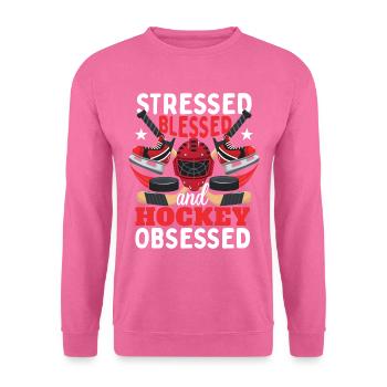 Gestresst Gesegnet und Hockey besessen - Unisex Pullover - Pink - Vorne