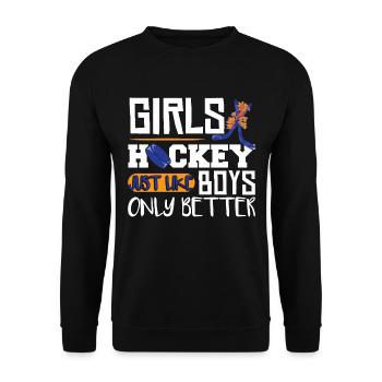 Eishockeyspielerin der Mädchen - Unisex Pullover - Schwarz - Vorne - Alina (178cm) & Michal (187cm)