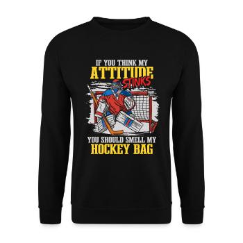 Joueur de hockey Humour Hockey sur glace Puck Gardien de but - Sweat-shirt Unisexe - noir - Devant - Alina (178cm) & Michal (187cm)