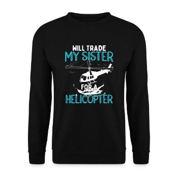 Funny Kids Helicopter - Unisex Sweatshirt - black - Front - Alina (178cm) & Michal (187cm)