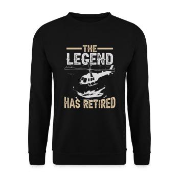 Die Legende hat sich | zurückgezogen Hubschrauberpilot - Unisex Pullover - Schwarz - Vorne - Alina (178cm) & Michal (187cm)