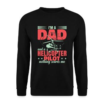 Funny Pilot Dad Helicopter - Unisex Sweatshirt - black - Front - Alina (178cm) & Michal (187cm)