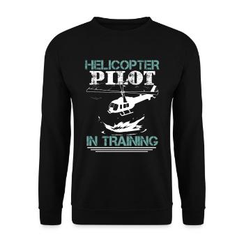 Lustiger Hubschrauberpilot Luftfahrt - Unisex Pullover - Schwarz - Vorne - Alina (178cm) & Michal (187cm)