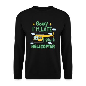 Funny Kids Helicopter - Unisex Sweatshirt - black - Front - Alina (178cm) & Michal (187cm)