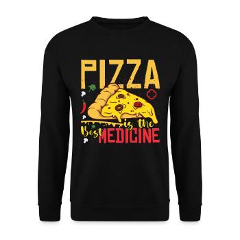 Pizza Is The Best Medicine - Unisex Sweatshirt - black - Front - Alina (178cm) & Michal (187cm)