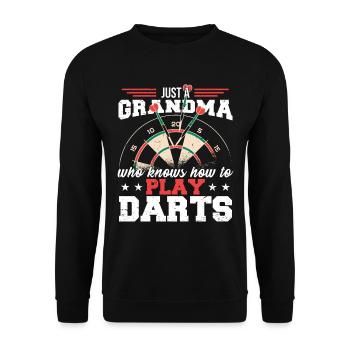Oma Darts Dart Spieler - Unisex Pullover - Schwarz - Vorne - Alina (178cm) & Michal (187cm)
