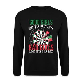 Lustiges Mädchen Dart Spieler Darts Humor - Unisex Pullover - Schwarz - Vorne - Alina (178cm) & Michal (187cm)
