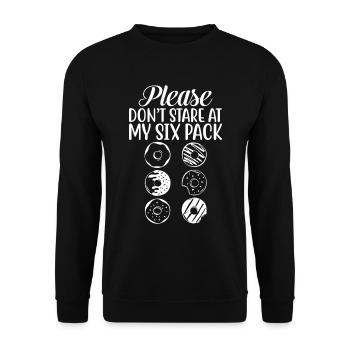 Please Don't Stare At My Sixpack - Unisex Pullover - Schwarz - Vorne - Alina (178cm) & Michal (187cm)