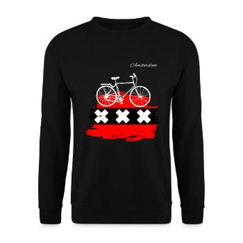 Amsterdam bicycle t shirt - Unisex Sweatshirt - black - Front - Alina (178cm) & Michal (187cm)