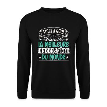 La Meilleure Belle Mère Du Monde | Belle Maman - Sweat-shirt Unisexe - noir - Devant - Alina (178cm) & Michal (187cm)
