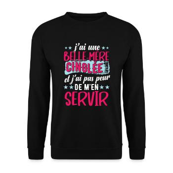J'ai Une Belle-Mère Cinglée Maman Bonus - Sweat-shirt Unisexe - noir - Devant - Alina (178cm) & Michal (187cm)