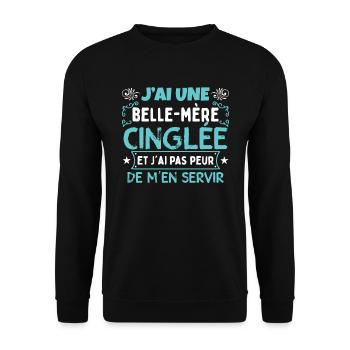 J'ai Une Belle-Mère Cinglée - Sweat-shirt Unisexe - noir - Devant - Alina (178cm) & Michal (187cm)