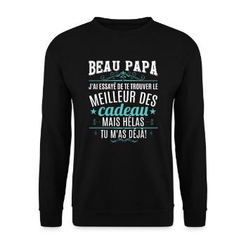 Beau Papa - Sweat-shirt Unisexe - noir - Devant - Alina (178cm) & Michal (187cm)