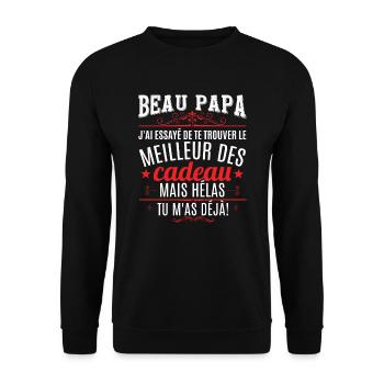 Beau Papa Beau Père - Sweat-shirt Unisexe - noir - Devant - Alina (178cm) & Michal (187cm)
