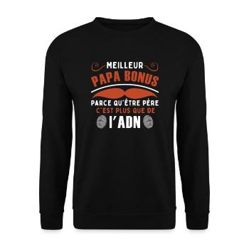 Meilleur Papa Bonus Beau Père - Sweat-shirt Unisexe - noir - Devant - Alina (178cm) & Michal (187cm)