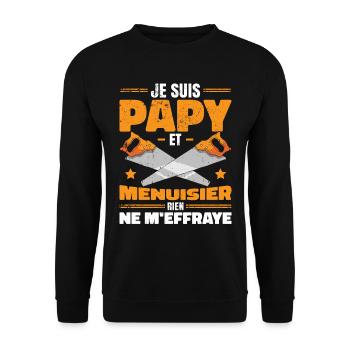 Papy Et Menuisier Charpentier Amusant - Sweat-shirt Unisexe - noir - Devant - Alina (178cm) & Michal (187cm)