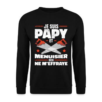 Papy Et Menuisier - Sweat-shirt Unisexe - noir - Devant - Alina (178cm) & Michal (187cm)