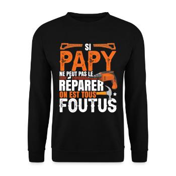 Papy Bricolage Bricoleur - Sweat-shirt Unisexe - noir - Devant - Alina (178cm) & Michal (187cm)