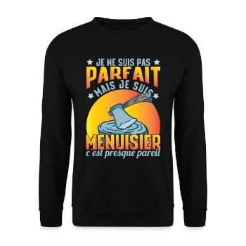 Menuisier Amusant - Sweat-shirt Unisexe - noir - Devant - Alina (178cm) & Michal (187cm)