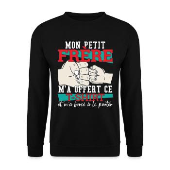 Mon Petit Frère M'A Offert Ce T-Shirt - Sweat-shirt Unisexe - noir - Devant - Alina (178cm) & Michal (187cm)