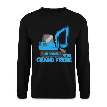 Pelleteuse Annonce De La Grossesse Grand Frère - Sweat-shirt Unisexe - noir - Devant - Alina (178cm) & Michal (187cm)