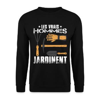 Hommes Jardinage Jardinier Jardin - Sweat-shirt Unisexe - noir - Devant - Alina (178cm) & Michal (187cm)