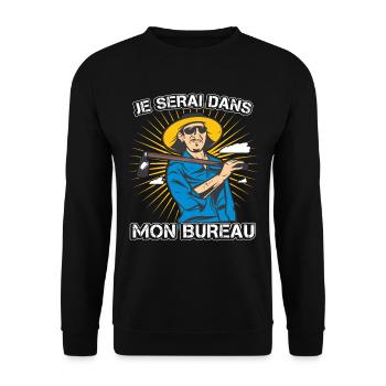 Je Serai Dans Mon Bureau Jardin Jardinage - Sweat-shirt Unisexe - noir - Devant - Alina (178cm) & Michal (187cm)