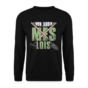 Mon Jardin Mes Lois | Citation De Jardinage - Sweat-shirt Unisexe - noir - Devant - Alina (178cm) & Michal (187cm)