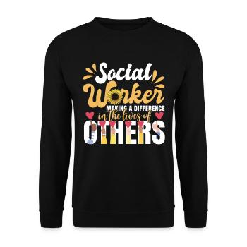 Sozialarbeiterin Sonnenblume - Unisex Pullover - Schwarz - Vorne - Alina (178cm) & Michal (187cm)