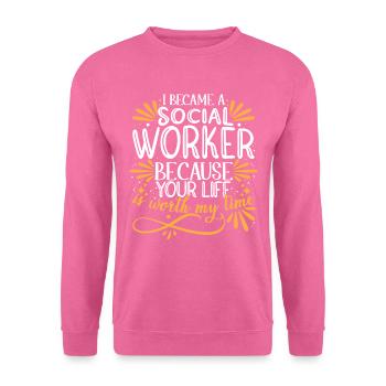 Ich wurde Sozialarbeiter - Unisex Pullover - Pink - Vorne