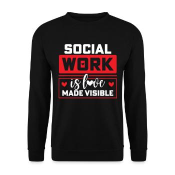 Sozialarbeiter Liebe - Unisex Pullover - Schwarz - Vorne - Alina (178cm) & Michal (187cm)