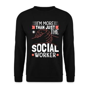 Mehr als nur der Sozialarbeiter - Unisex Pullover - Schwarz - Vorne - Alina (178cm) & Michal (187cm)