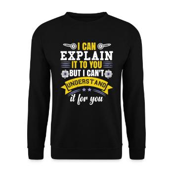 Je peux vous l’expliquer | Drôle d’ingénieur - Sweat-shirt Unisexe - noir - Devant - Alina (178cm) & Michal (187cm)