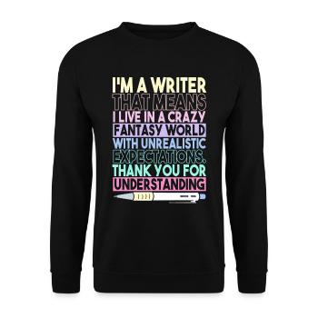 Auteur de livres Romancier | Je suis un écrivain - Sweat-shirt Unisexe - noir - Devant - Alina (178cm) & Michal (187cm)