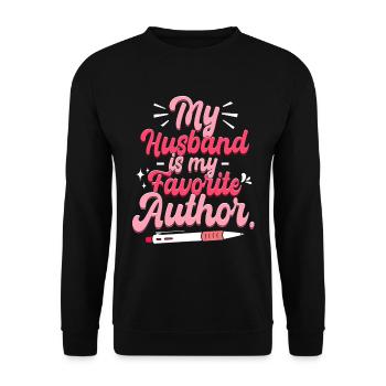 Mein Mann ist mein Lieblingsautor - Unisex Pullover - Schwarz - Vorne - Alina (178cm) & Michal (187cm)