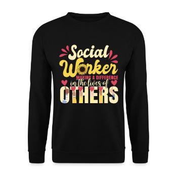 Social Worker Sunflower - Unisex Sweatshirt - black - Front - Alina (178cm) & Michal (187cm)