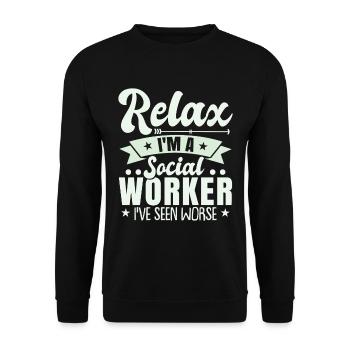 Relax I'm A Social Worker - Unisex Sweatshirt - black - Front - Alina (178cm) & Michal (187cm)