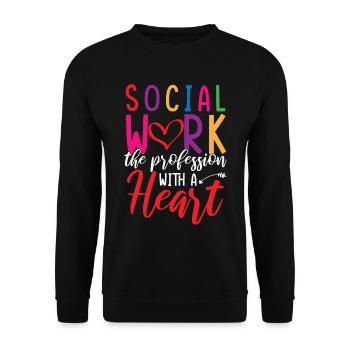 Social Work Heart - Unisex Sweatshirt - black - Front - Alina (178cm) & Michal (187cm)