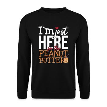 Hier für die Erdnussbutter - Unisex Pullover - Schwarz - Vorne - Alina (178cm) & Michal (187cm)